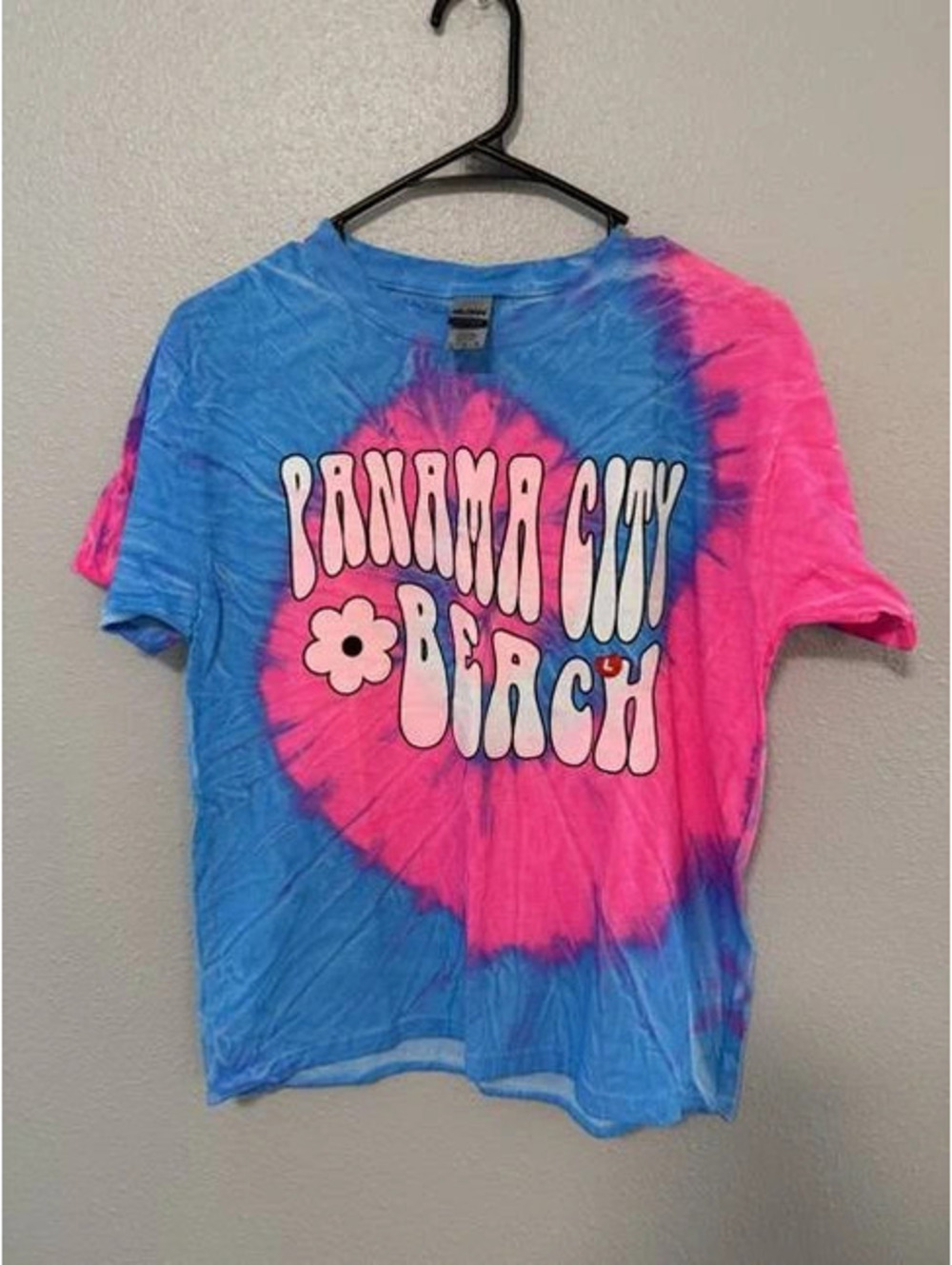 # 6187 Gildan Panama City Beach Blue Pink Tie Dye T-Shirt Size L